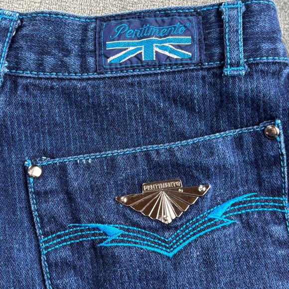 VTG Pentimento Jeans Women 0 Rare High Waist 70s Wide Leg Disco Retro Dark Blue - Picture 1 of 11